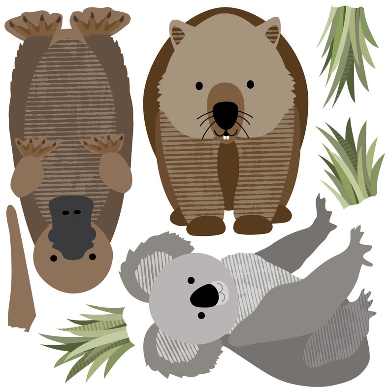 Large Australian Animals Wall Decals Kangaroo Wall Decal Etsy