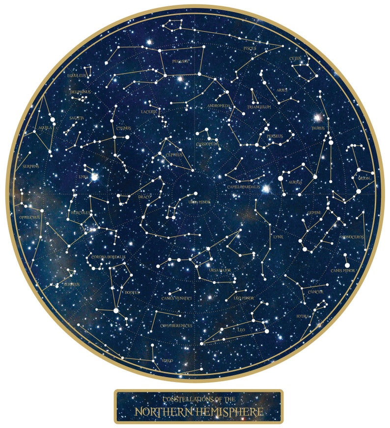 Science Decals Sky Decals Constellations Wall Decal Removable Repositionable Eco-friendly Poster Decal Northern Hemisphere Space Decals