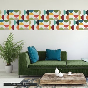 Mid Century Modern Semi Circle Wall Decals, Matte Fabric Removable and Reusable Geometric Wall Stickers image 7