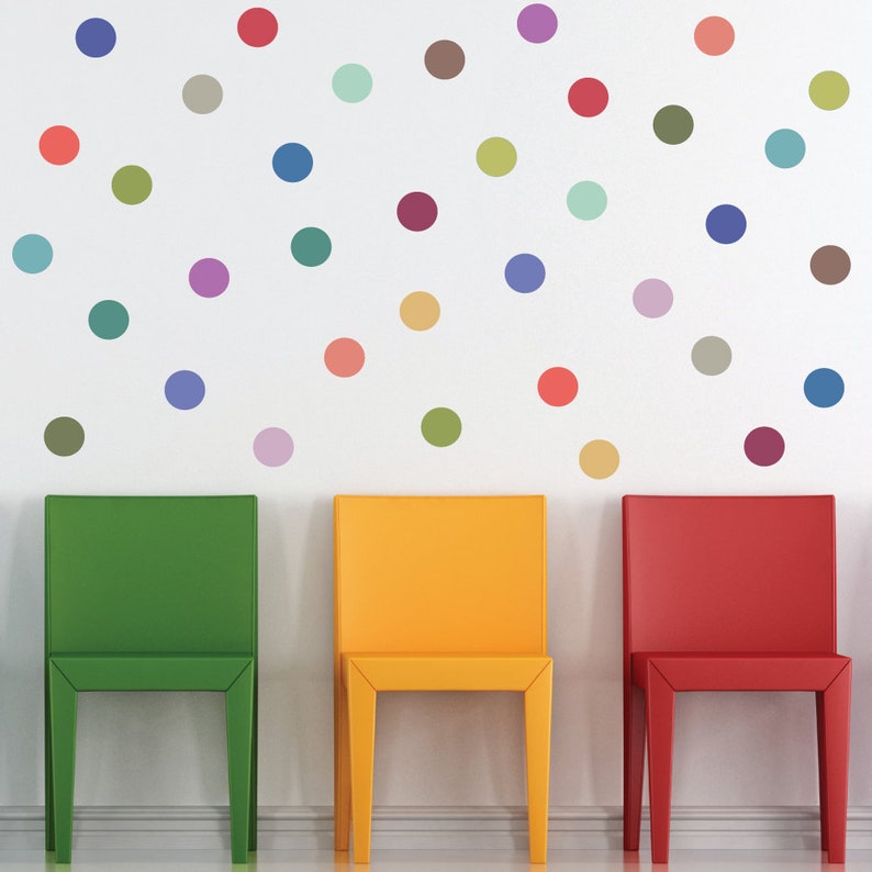 Dots Wall Decals 36 Modern Multicolor 4 Confetti Polka Etsy