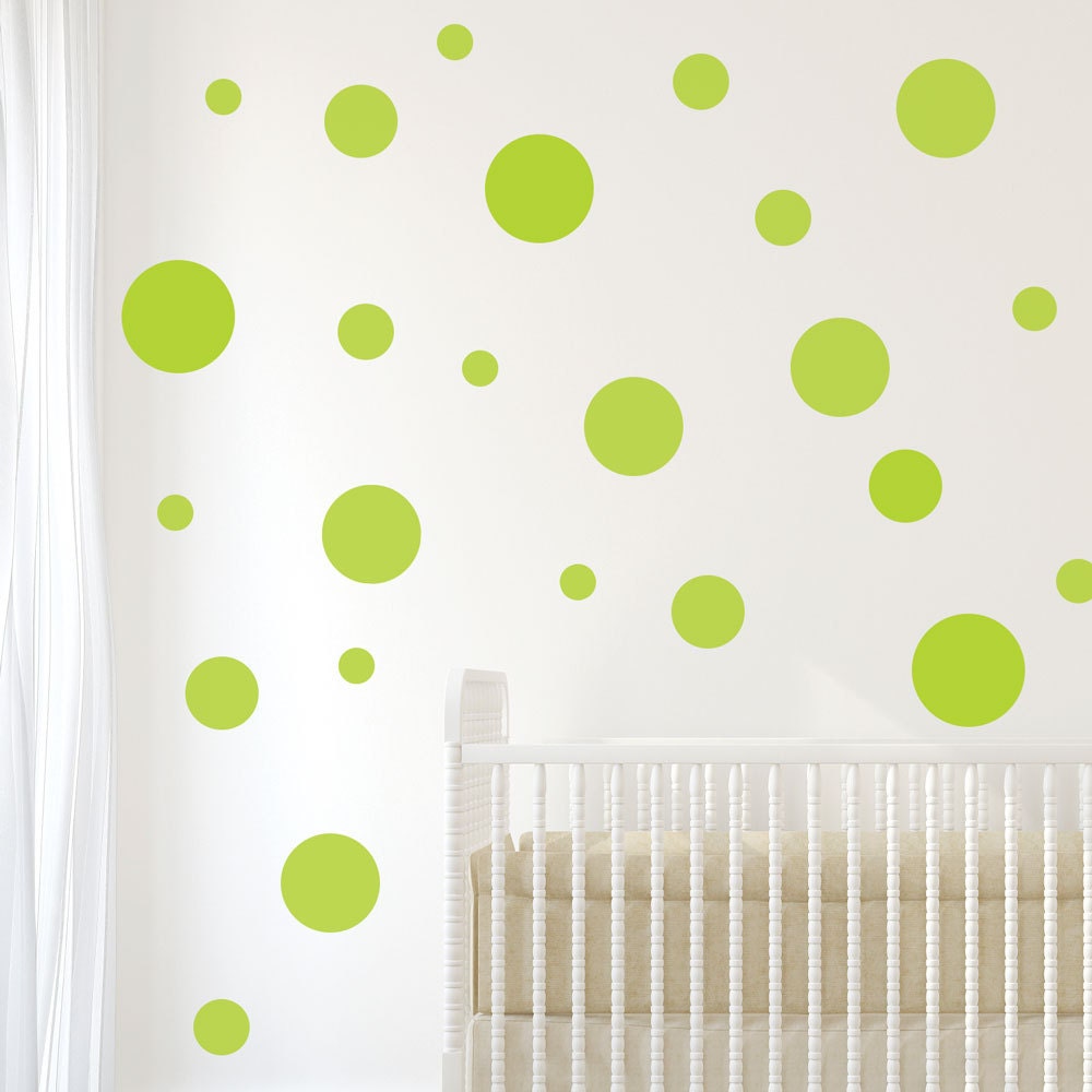 23 Multi size Polka Dot Wall Decals in 12 Colors Removable