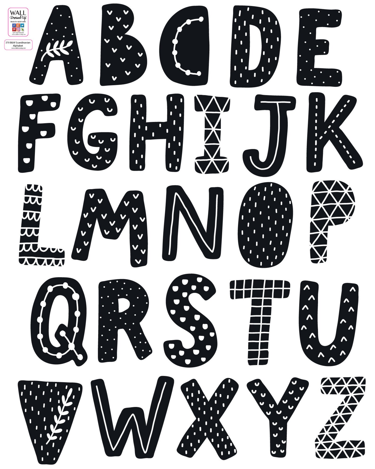 Alphabet Decals Black and White Abc's Scandinavian Etsy