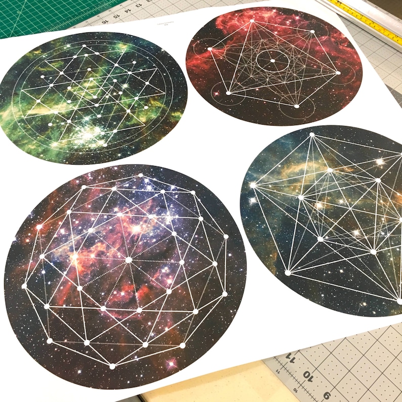 Space Galaxy Geometry Wall Decals Geometric Decals Fabric Etsy