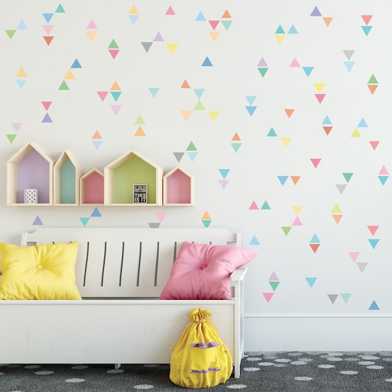 Triangle Wall Decals 96 Mini Pastel Decal Fabric Matte Eco Friendly Removable Reusable Stickers