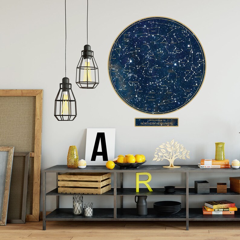 Science Decals Sky Decals Constellations Wall Decal Removable Repositionable Eco-friendly Poster Decal Northern Hemisphere Space Decals