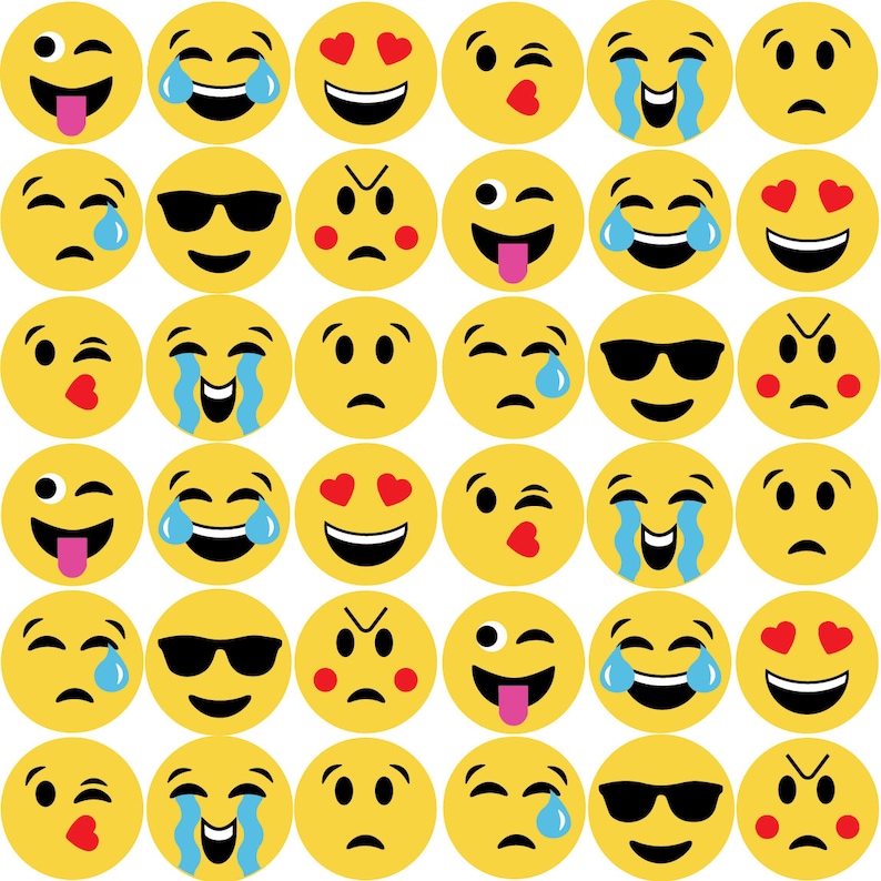 36 Wall Decals Emoji and 30 Animal Emoji Decals Repositionable Matte Fabric Eco-friendly Wall Stickers