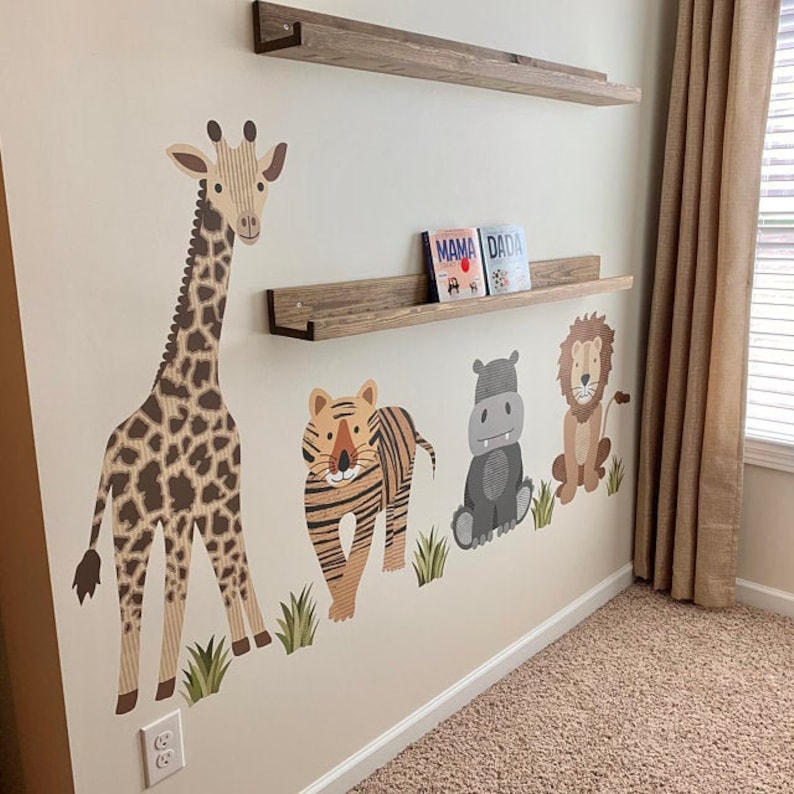 Large Safari Animal Wall Decals Nursery Wall Decals Jungle Etsy