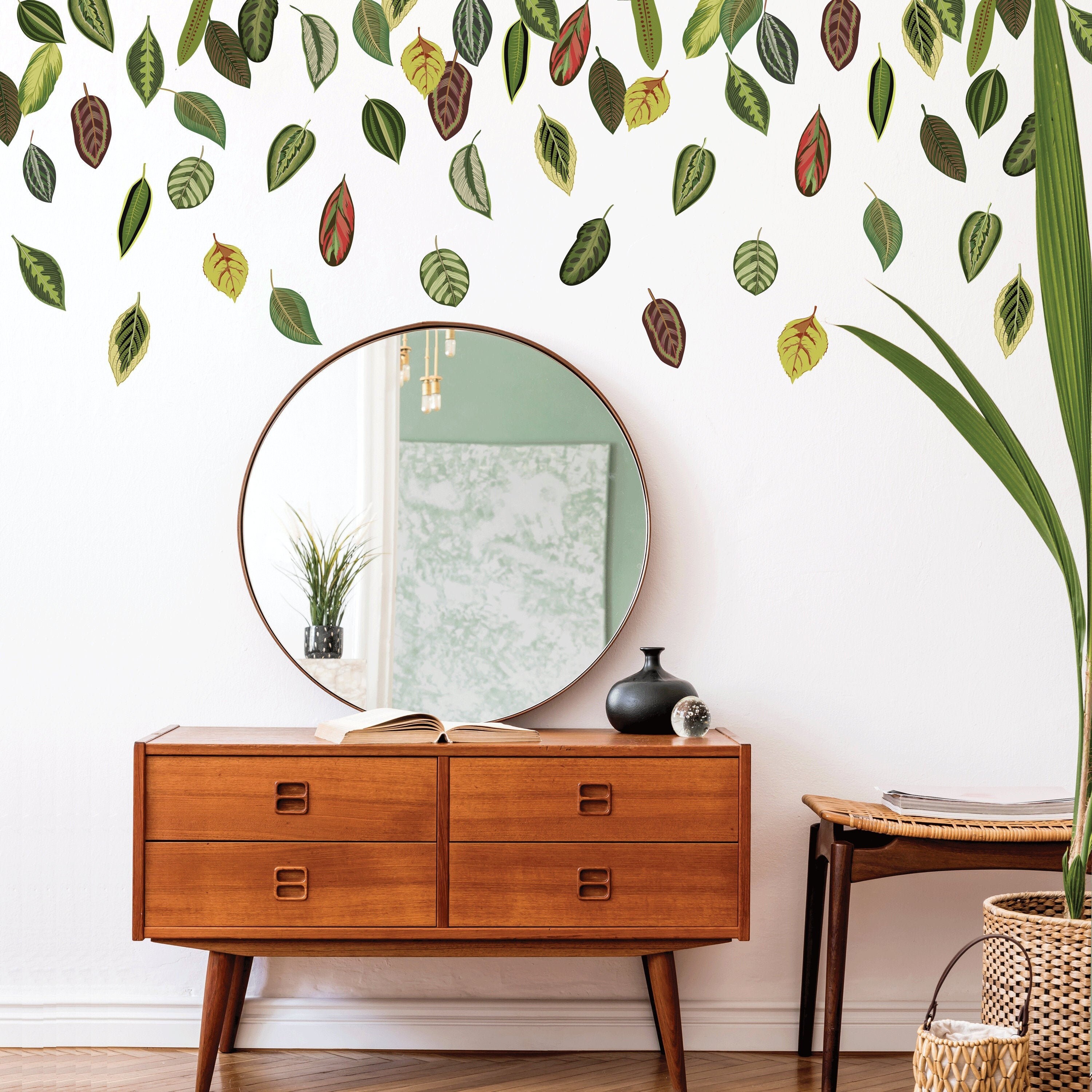 Leaf Wall Decals Botanical Leaf Wall Stickers Autumn Leaves Etsy
