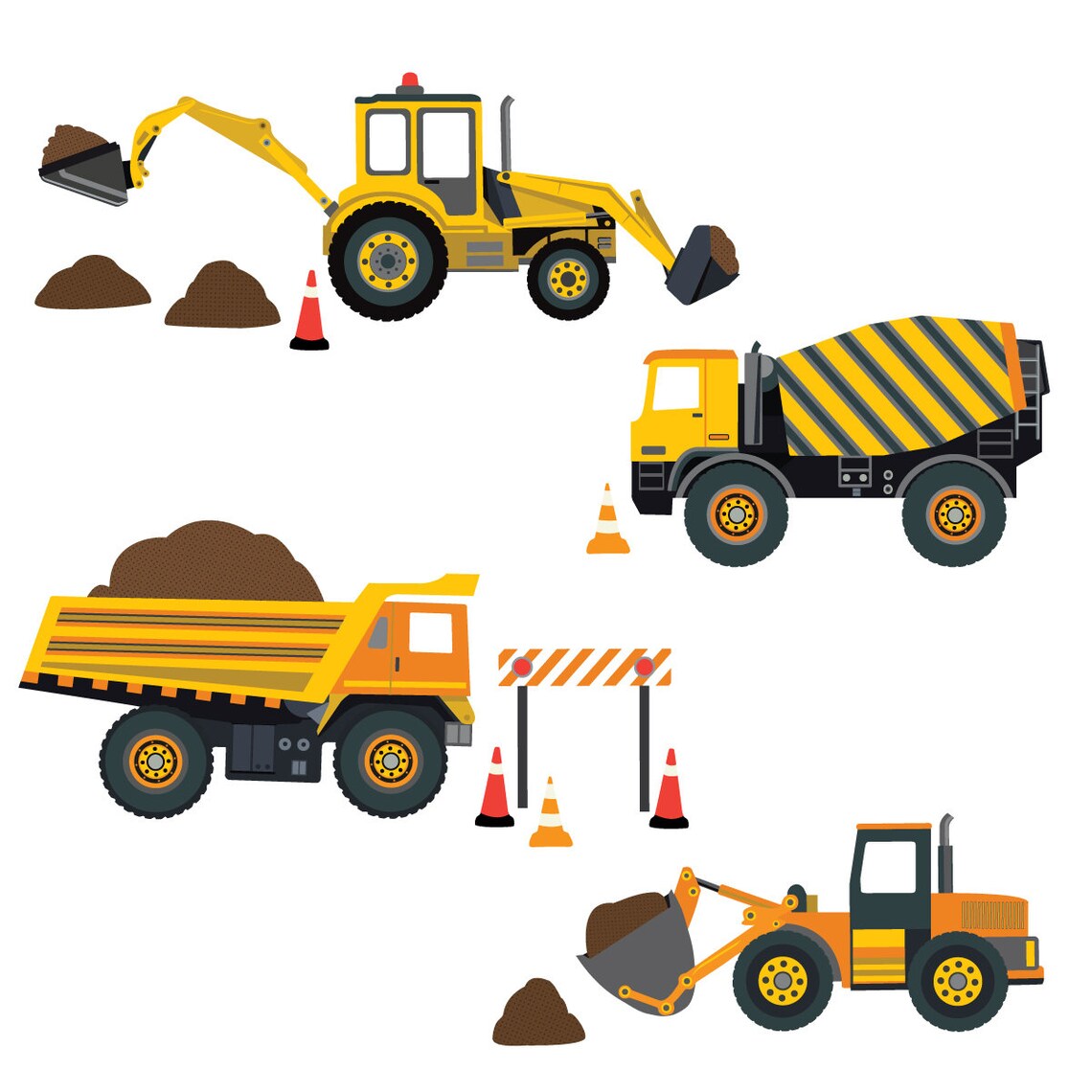 Construction Site Wall Decals & Truck Wall Decals Plus 4 New Etsy