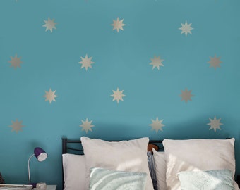 Removable Star Wall Decals, Coronata Stars Wall Stickers, 8 Point Star Decals in VInyl