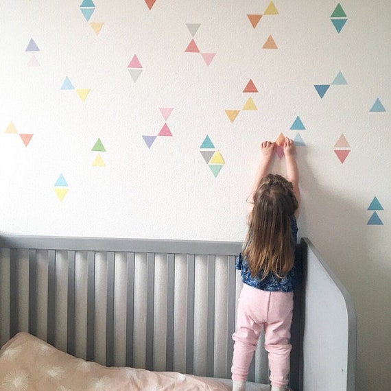 96 of 3/" Light Blue Triangle Removable Peel /& Stick DIY Wall Vinyl Decal Sticker