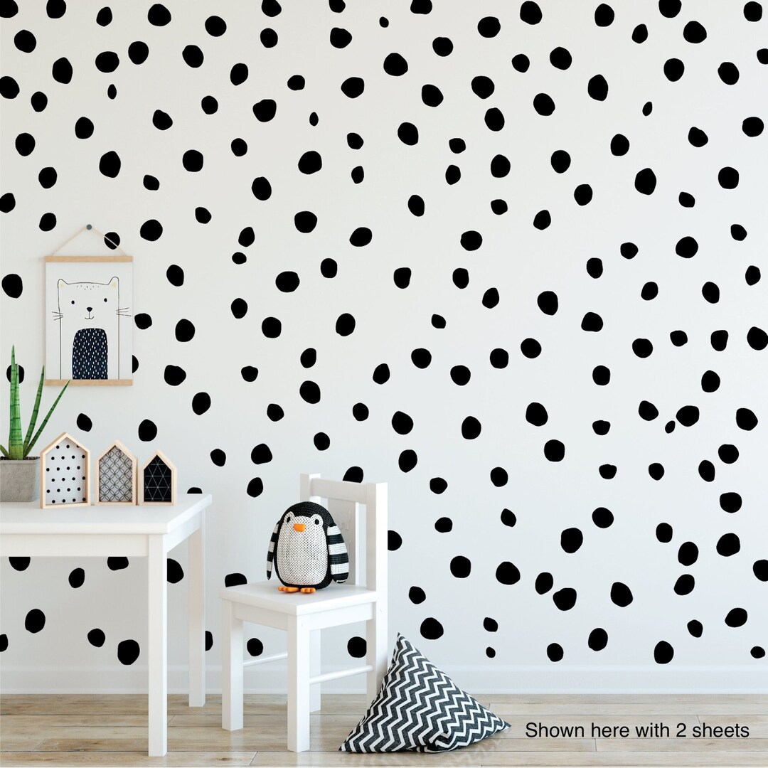 Black Dot Decals, Black Polka Dot Wall Decals, Irregular Dot Decals