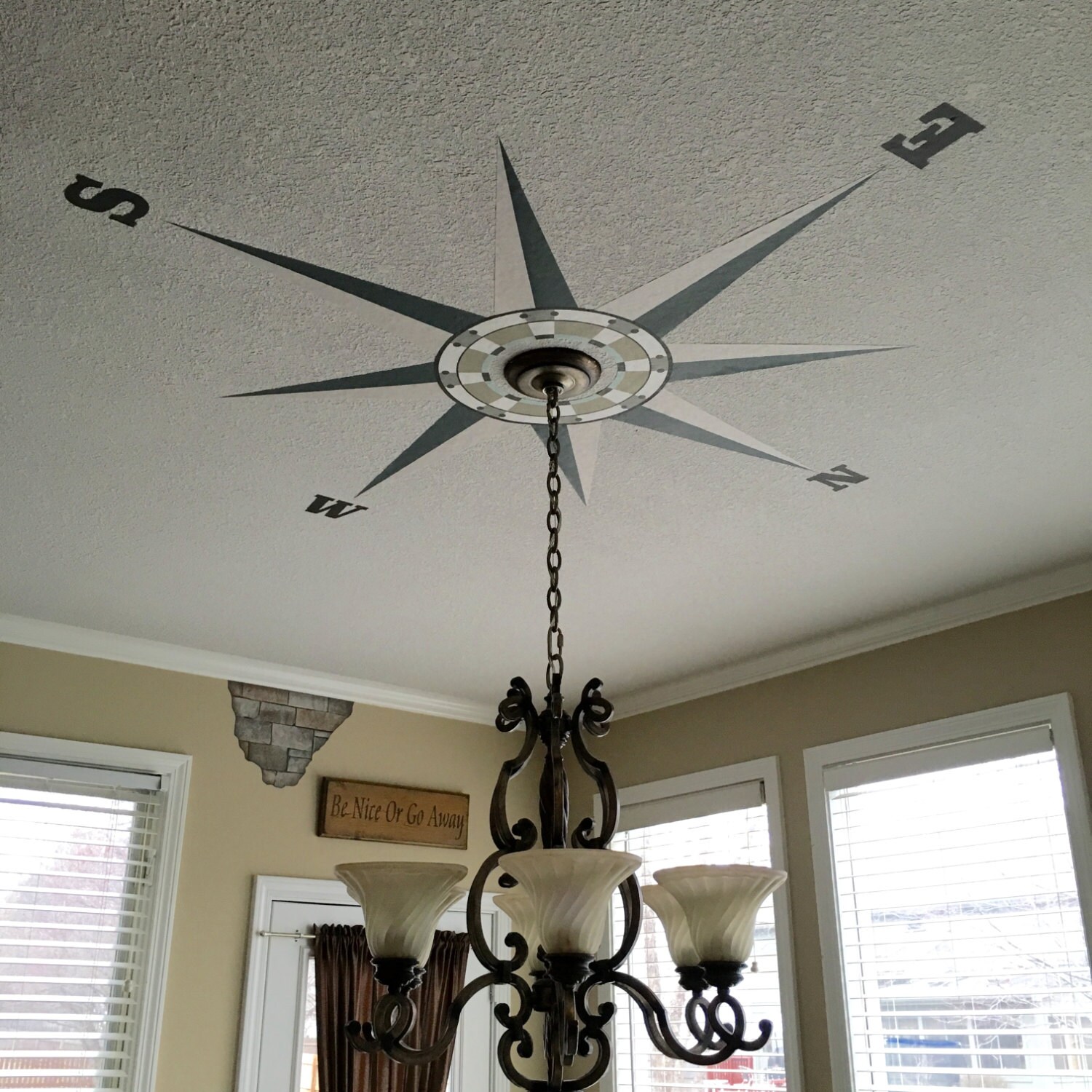 Neutral Compass Wall Decal Matte Fabric Eco-friendly Peel and | Etsy