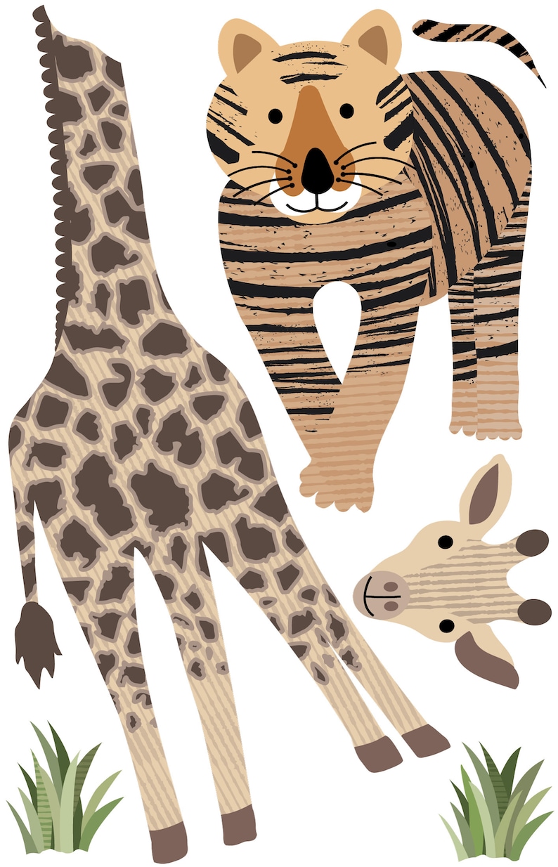 Large Safari Animal Wall Decals with Acacia Tree Nursery Wall Etsy België
