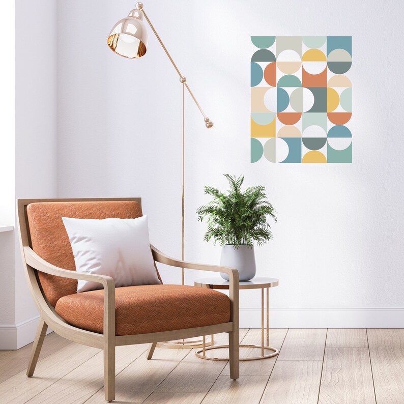 Geometric Decals Mid Century Modern Wall Decals Multicolor Etsy Australia