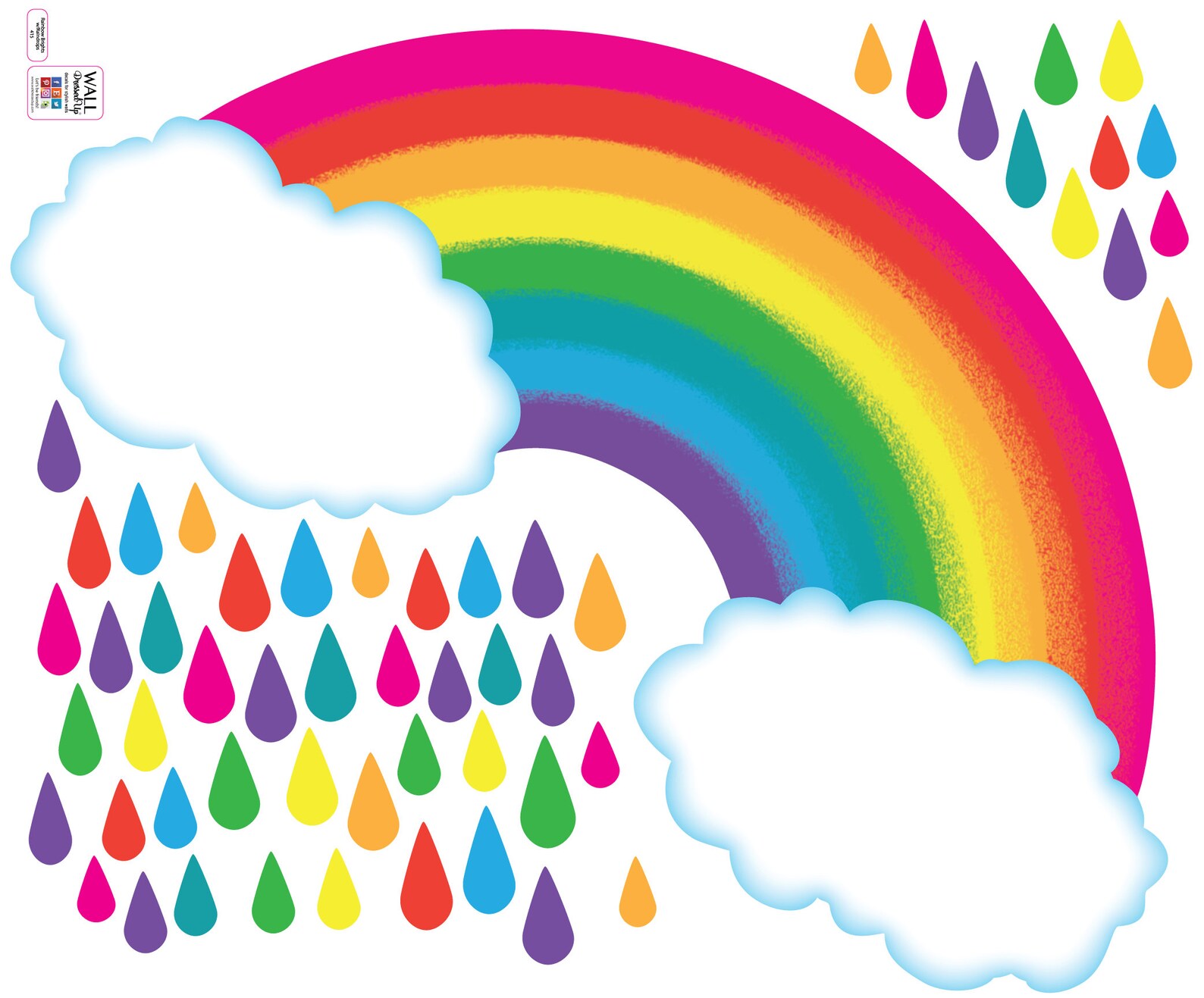 Bright Rainbow With Raindrops Wall Decals Cloud Wall Decals Etsy