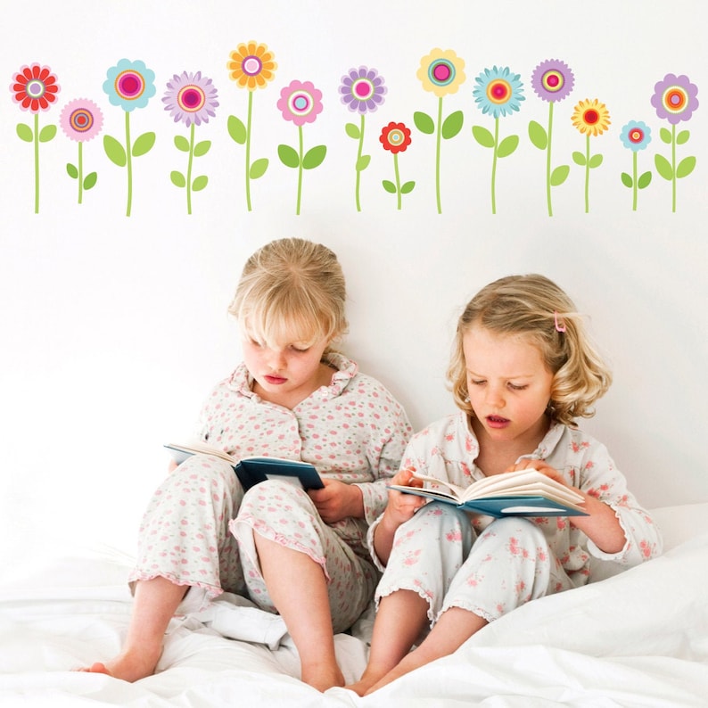 Flower Wall Decals 16 Spring Garden Flowers With Stems Etsy