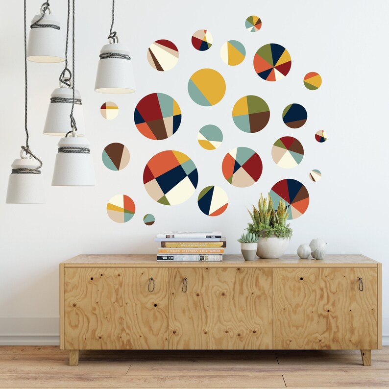 22 Midcentury Modern Geometric Dot Decals Modern Art Decals Etsy