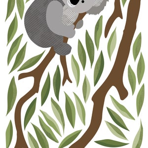 Large Koala Wall Stickers with Branch and Leaves, Koala Wall decals, Nursery Wall Decals, Animal Decals, Eco Friendly Wall Stickers image 2