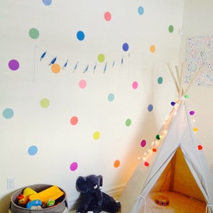 Dots Wall Decals Confetti Rainbow Polka Dot Wall Stickers, Eco-friendly Fabric Removable, Reusable Peel & Stick image 6