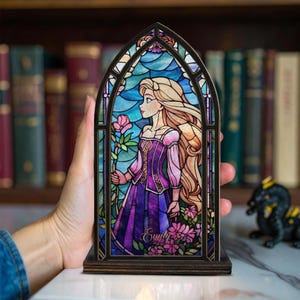 Portavelas atrapasol personalizado de Rapunzel Enredados, decoración para rincón de lectura de Pascal Chameleon