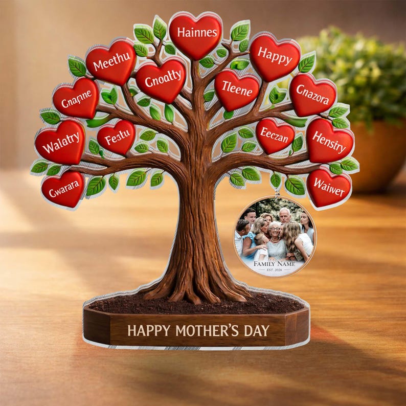 Personalized Family Tree Photo Acrylic Block, Custom Picture Frame Gift ...