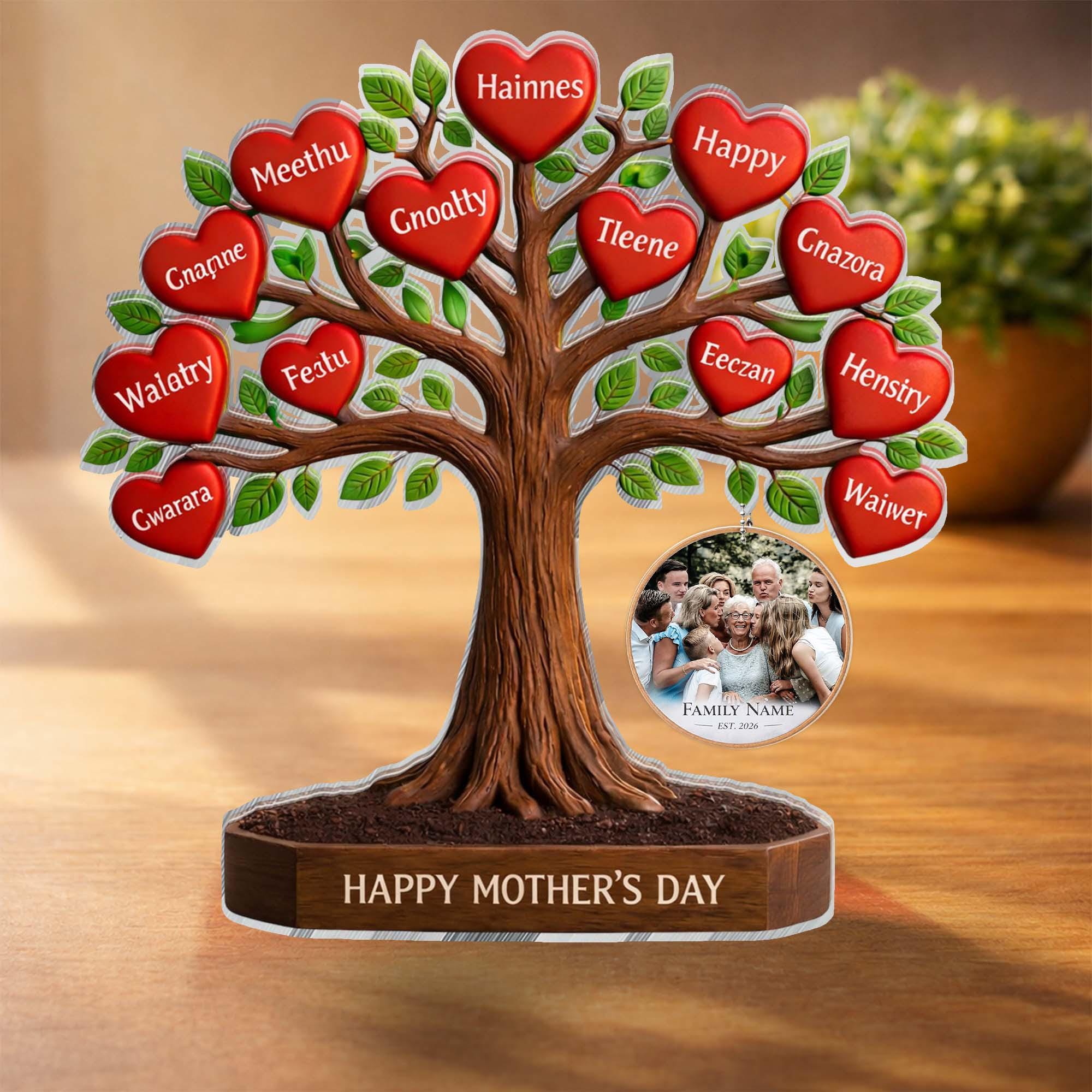 Personalized Family Tree Photo Acrylic Block, Custom Picture Frame Gift ...