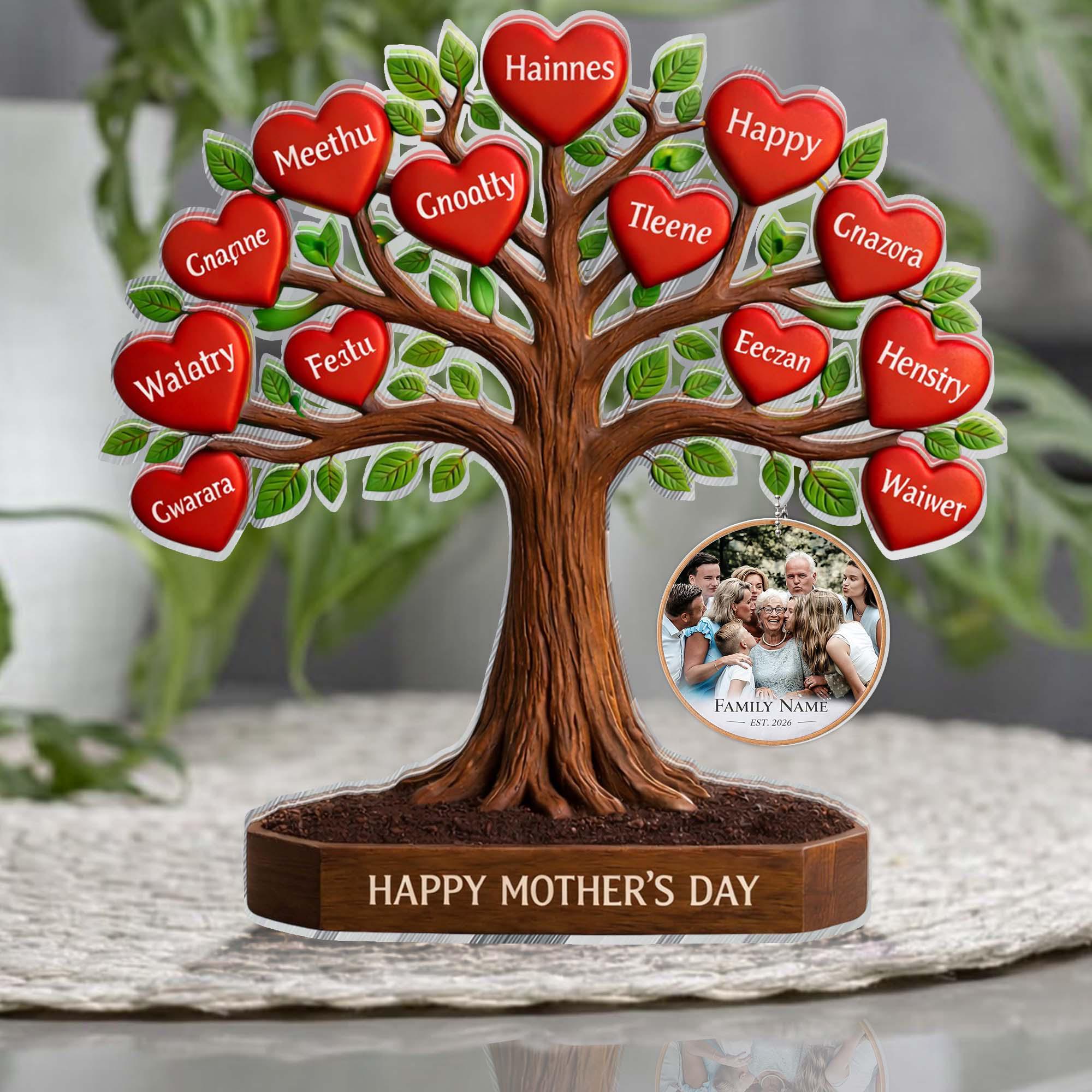 Personalized Family Tree Photo Acrylic Block, Custom Picture Frame Gift ...