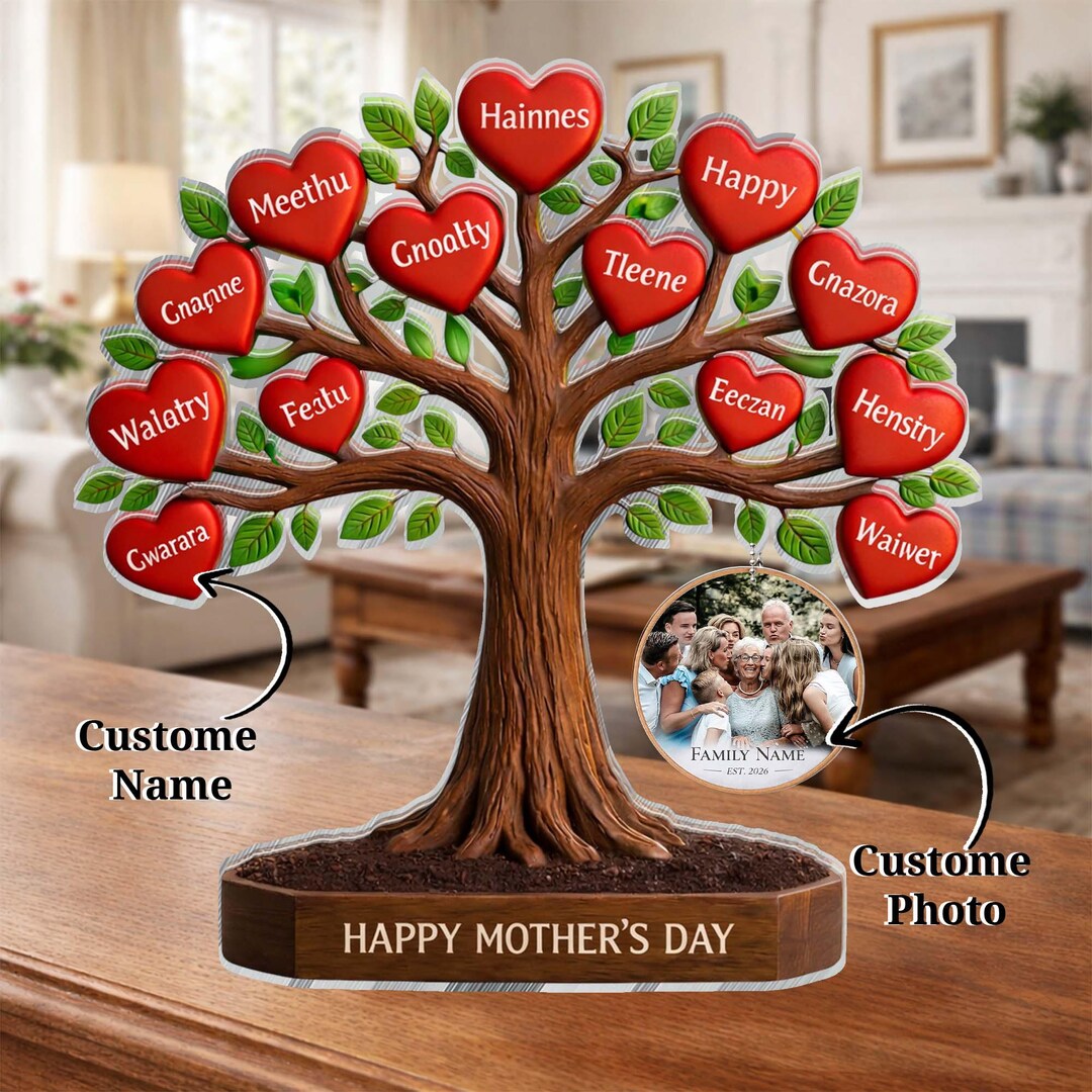 Personalized Family Tree Photo Acrylic Block, Custom Picture Frame Gift ...