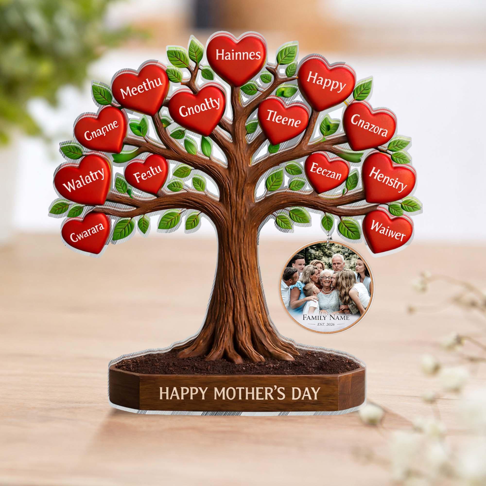 Personalized Family Tree Photo Acrylic Block, Custom Picture Frame Gift ...