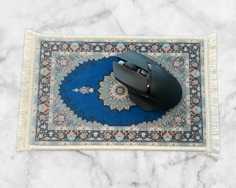 Turkish Rug Mousepads | Soft Wool & Cotton Mouse Pads with Grip | Vintage Desk Mat | Decorative Gift for House | Home Office Decor
