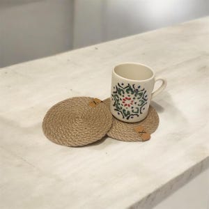 Set of 4 jute coasters rustic coasters jute coasters boho coasters dinning boho tableware cute handmade jute coasters coffee lover gift