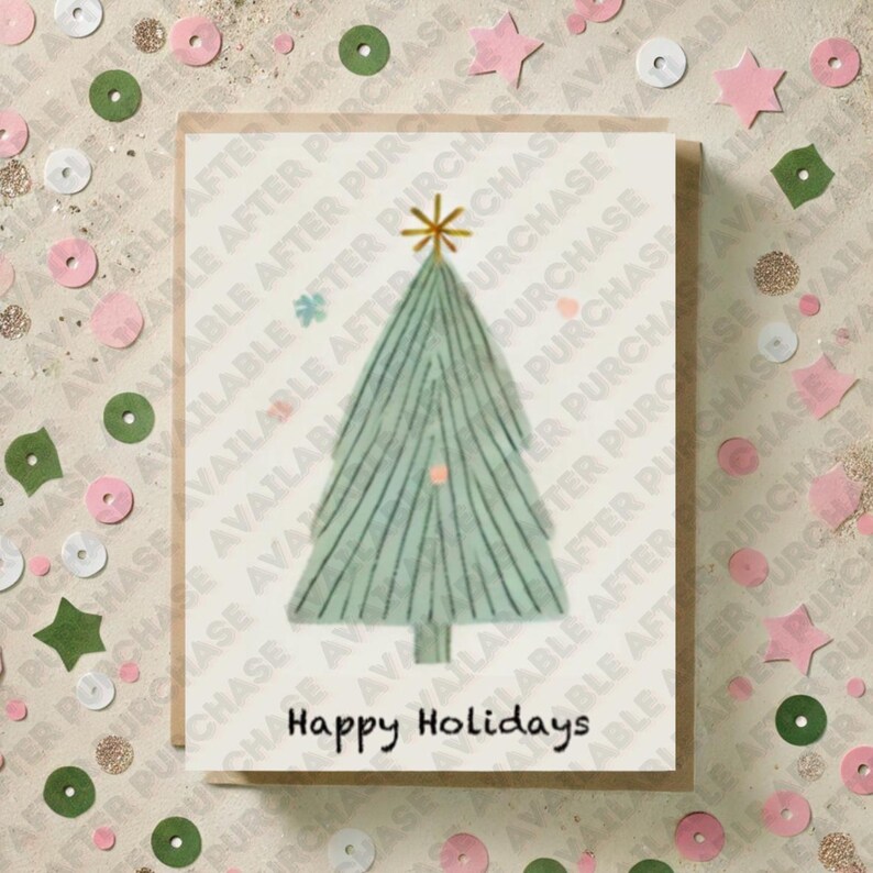 2024 Printable Christmas Card, Minimalistic, Hand Drawn/tool Designed