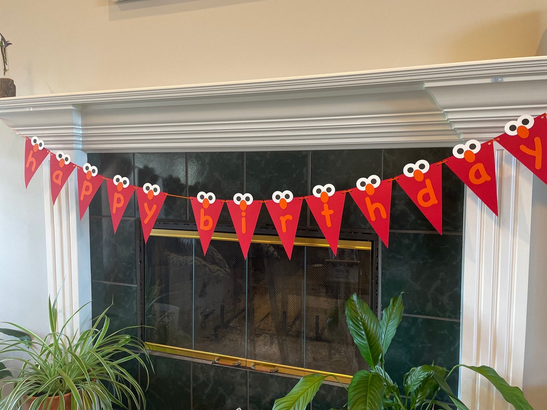 Elmo Inspired Happy Birthday Banner - Etsy