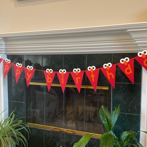 Elmo inspired happy birthday banner