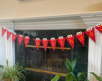 Elmo inspired happy birthday banner