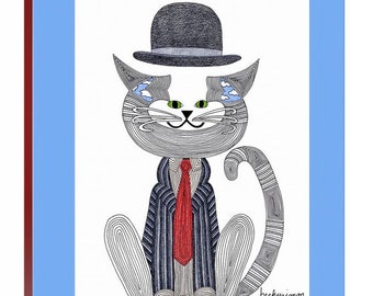 René Magritte- Artiste Chat- C-Cat- Art du chat- Toile Giclée- par beckyzimm design