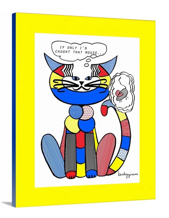 Canvas Giclee C-Cat Red Warhol C-Cat Cat art Artist Cat by beckyzimm design