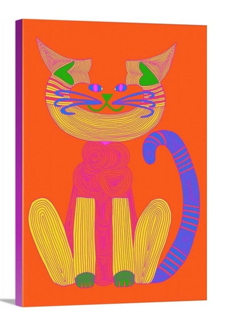 Warhol C-Cat Orange Artist Cat C-Cat Cat art Canvas Giclee by beckyzimm design image 1