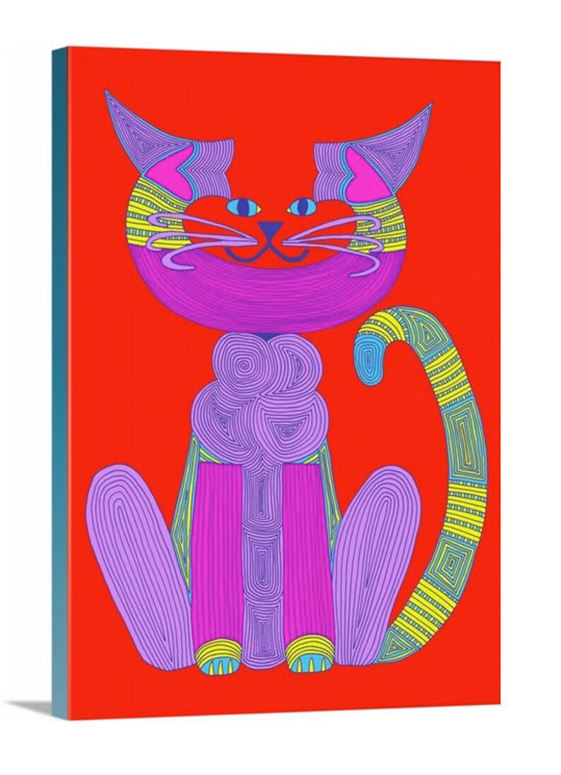 Canvas Giclee C-Cat Red Warhol C-Cat Cat art Artist Cat by beckyzimm design