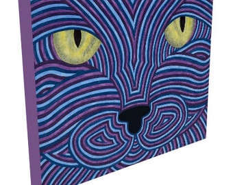 Pet Portrait Canvas- Cat Face- Cat Eyes- Cat art- by beckyzimm design