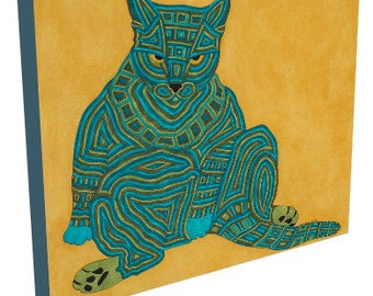 Pet Portrait Canvas- Grumpy Cat- Cat Face- Cat art- by beckyzimm design