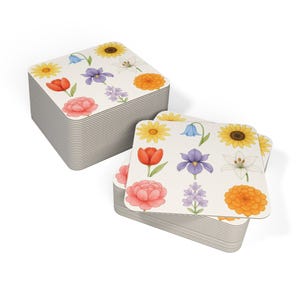 Floral Coasters Set - Vibrant Drink Protectors for Home Decor, Floral Art Coasters, Gift for Garden Lovers, Spring Table Decor