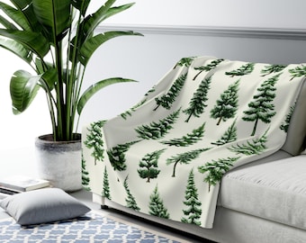 Snowy Trees Sherpa Fleece Blanket