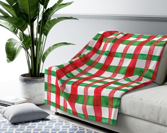 Red and Green Plaid Sherpa Fleece Blanket