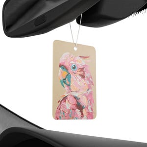 Pink Cockatoo Car Air Freshener: New Car, Pine & Black Ice Scents afbeelding 3