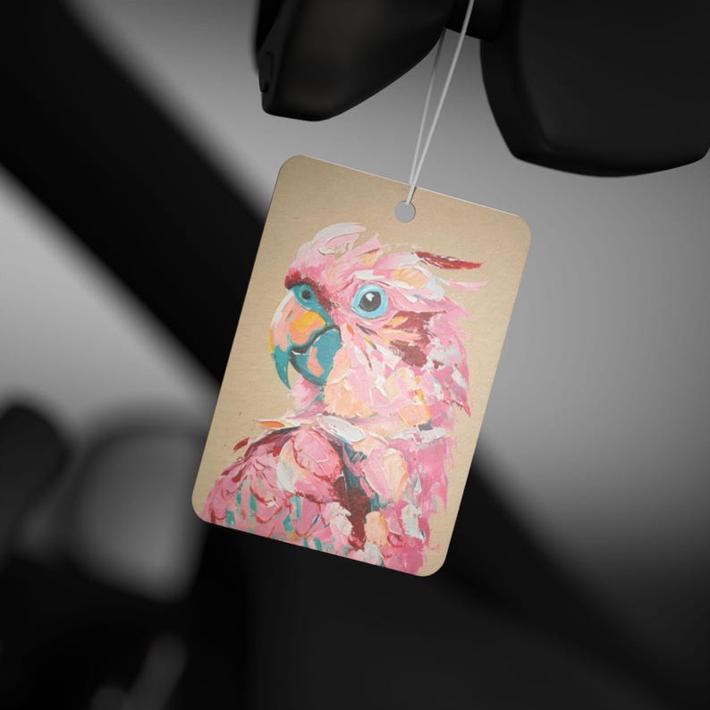 Pink Cockatoo Car Air Freshener: New Car, Pine & Black Ice Scents afbeelding 5