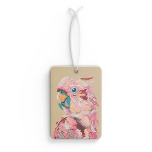 Pink Cockatoo Car Air Freshener: New Car, Pine & Black Ice Scents afbeelding 2