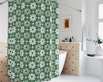 Floral Shower Curtain: Boho Bathroom Decor, Eco-Friendly Polyester