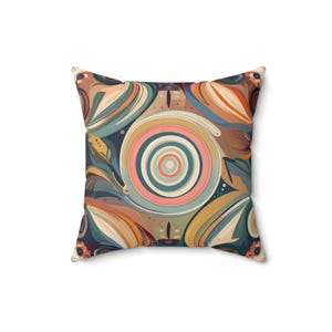 Colorful Artistic Square Pillow, Bohemian Home Decor, Cozy Couch Cushion, Modern Living Room Accessory, Unique Gift Idea, Handmade Style